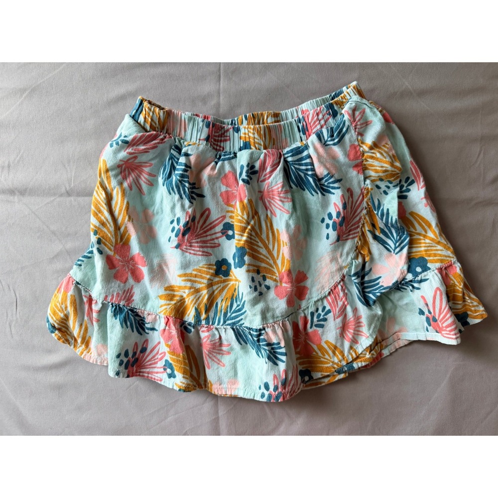 Jumping Beans Girls Blue Tropical Floral Palm Leaf Ruffle Skort Size 6X